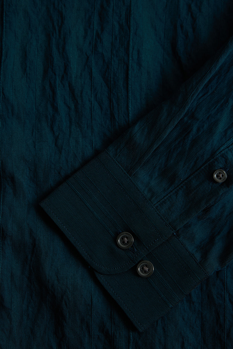 Teal Textured Slim Fit Shirt