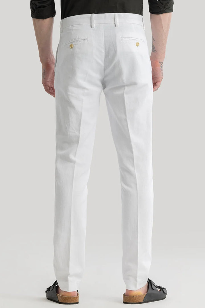 Mads White Plain Irish Linen Trousers