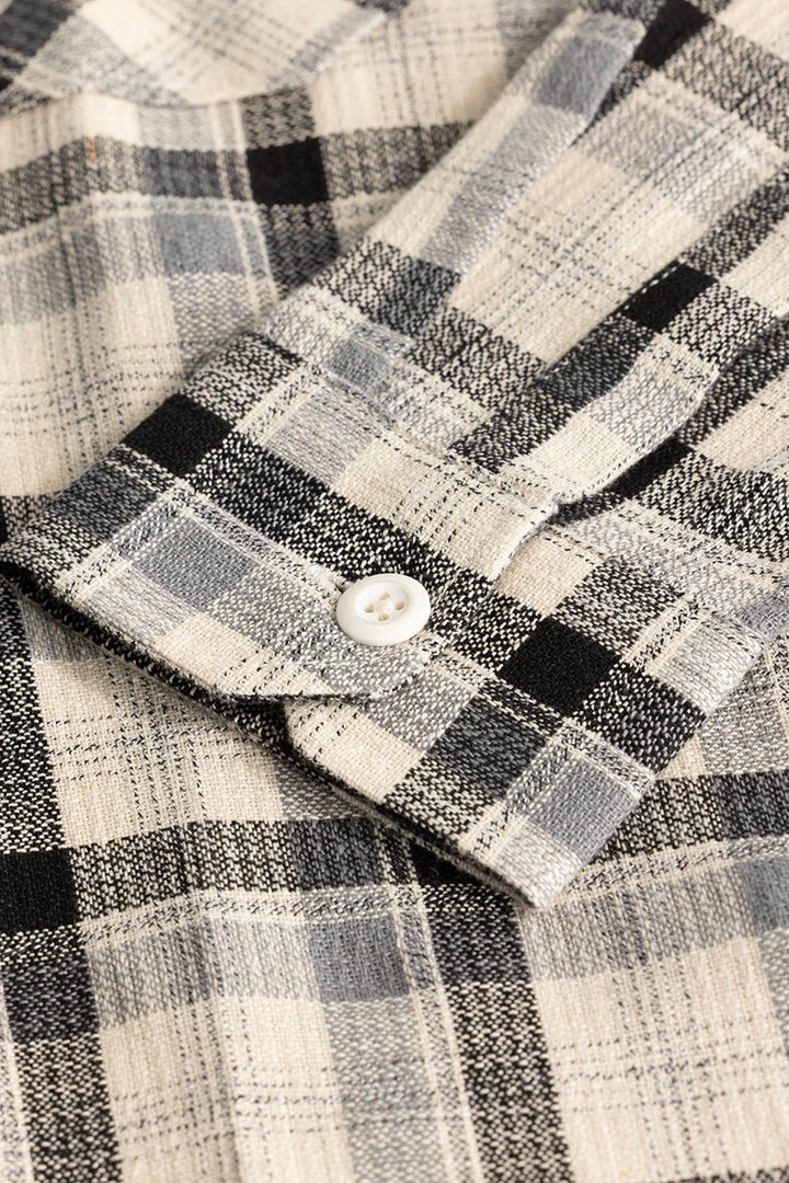 Cream Double Pocket Checks shirt