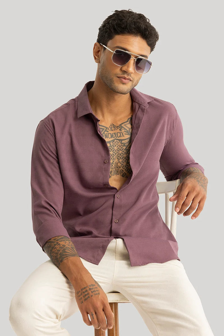 Anselmo Mauve Self-Design Shirt