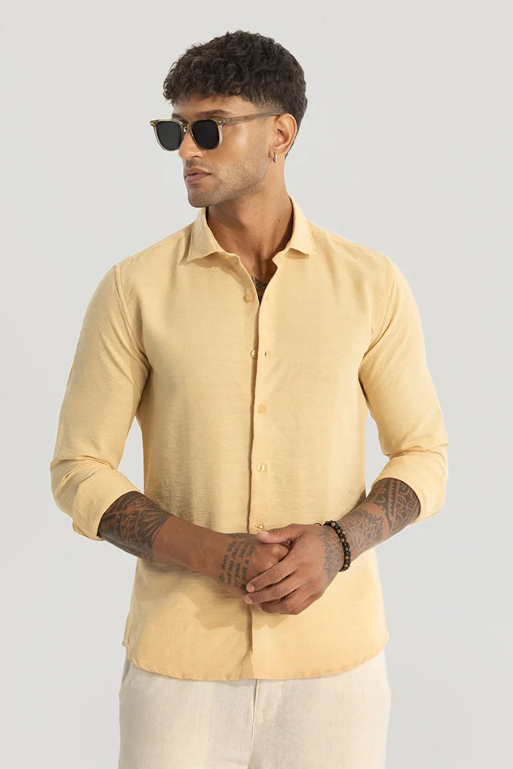 Yellow Self-Design Shirt