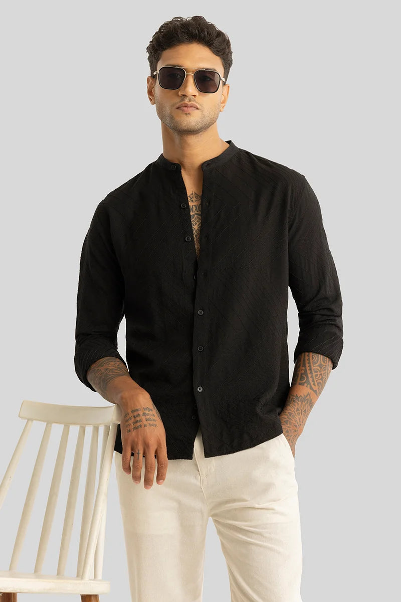 Isabelle Black Embroidered Shirt