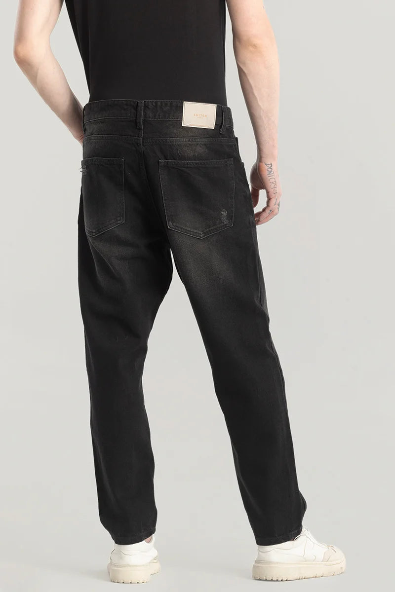 Rosal Black Plain Baggy Fit Jeans