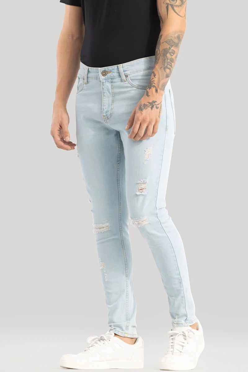 Ilaria Ice Blue Distressed Skinny Fit Jeans