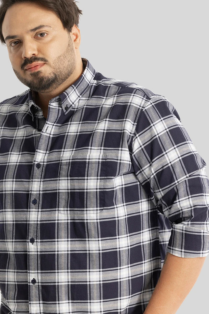 Riccardo Navy Checks Plus Size Shirt