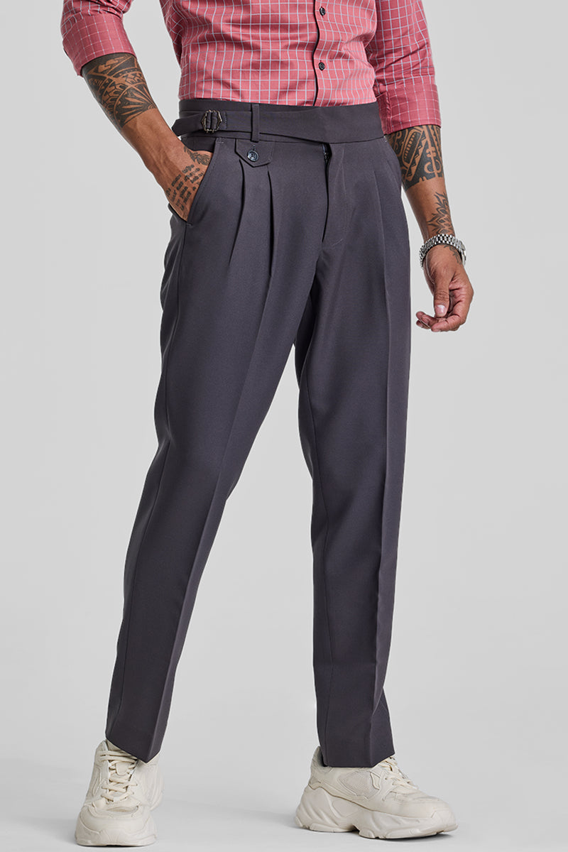 Grey Slim Fit Gurkha Trousers