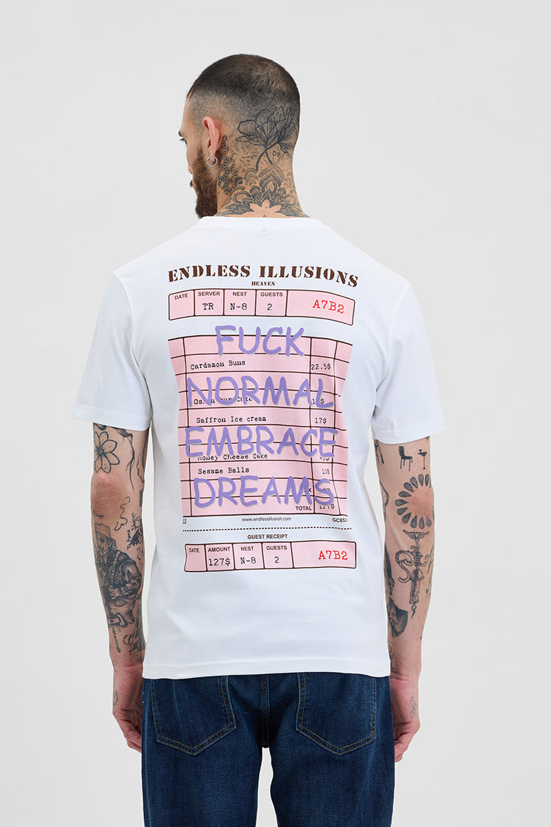 Endless Illusions White Printed Slim Fit T-Shirt