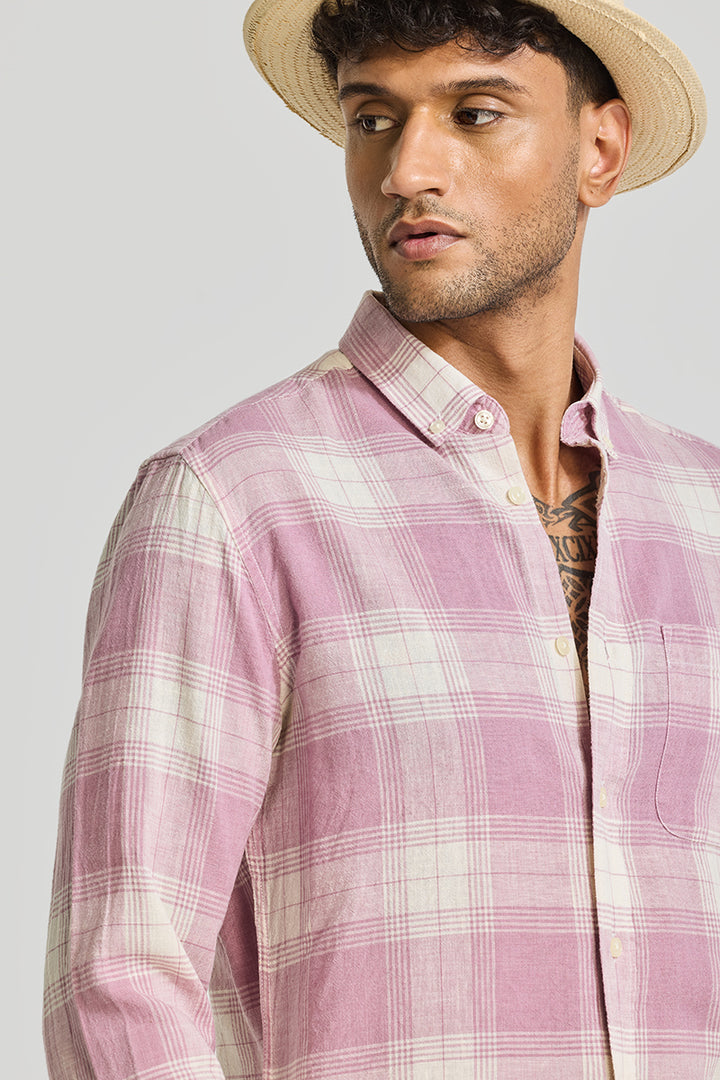 Pink Checks Linen Shirt