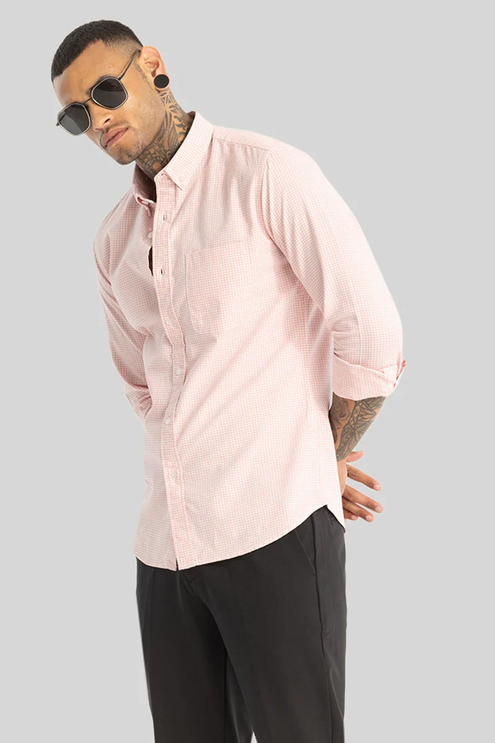 Peach Oxford Checks shirt