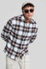 Brown Plaid Box Fit Flannel Shirt