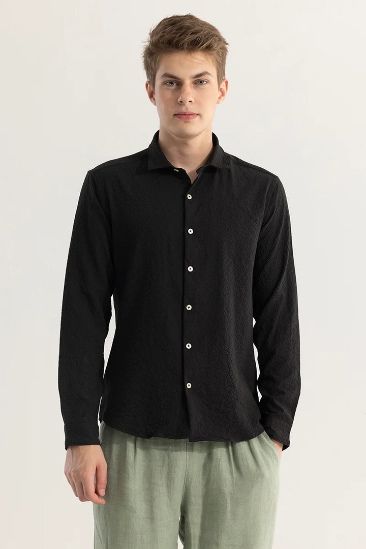 FlexiGarb Textured Black Shirt