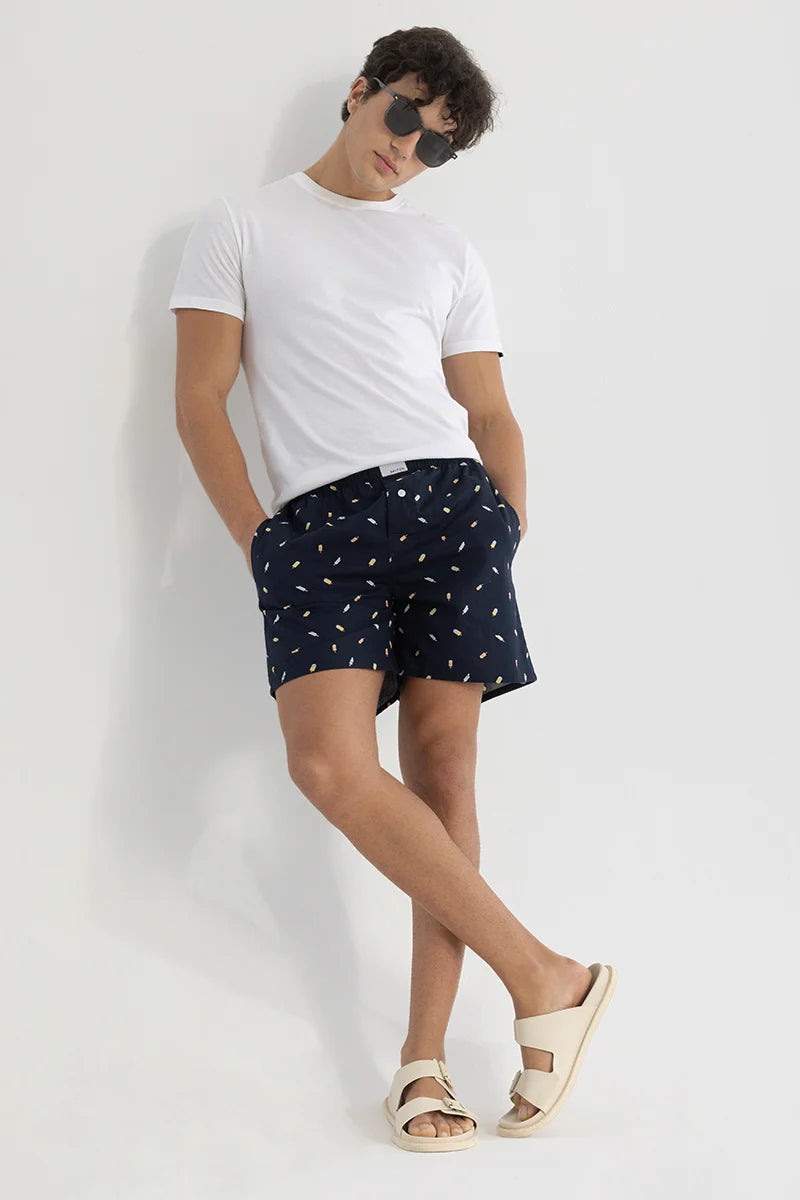 Navy Printed Boxers