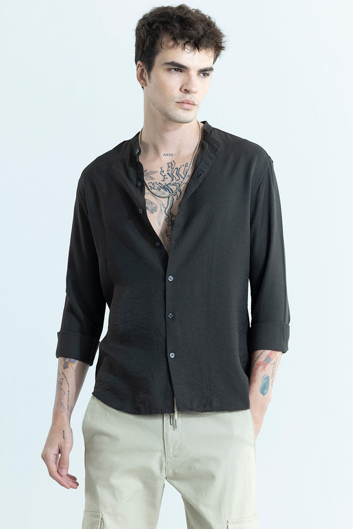 Calista Black Mandarin Shirt