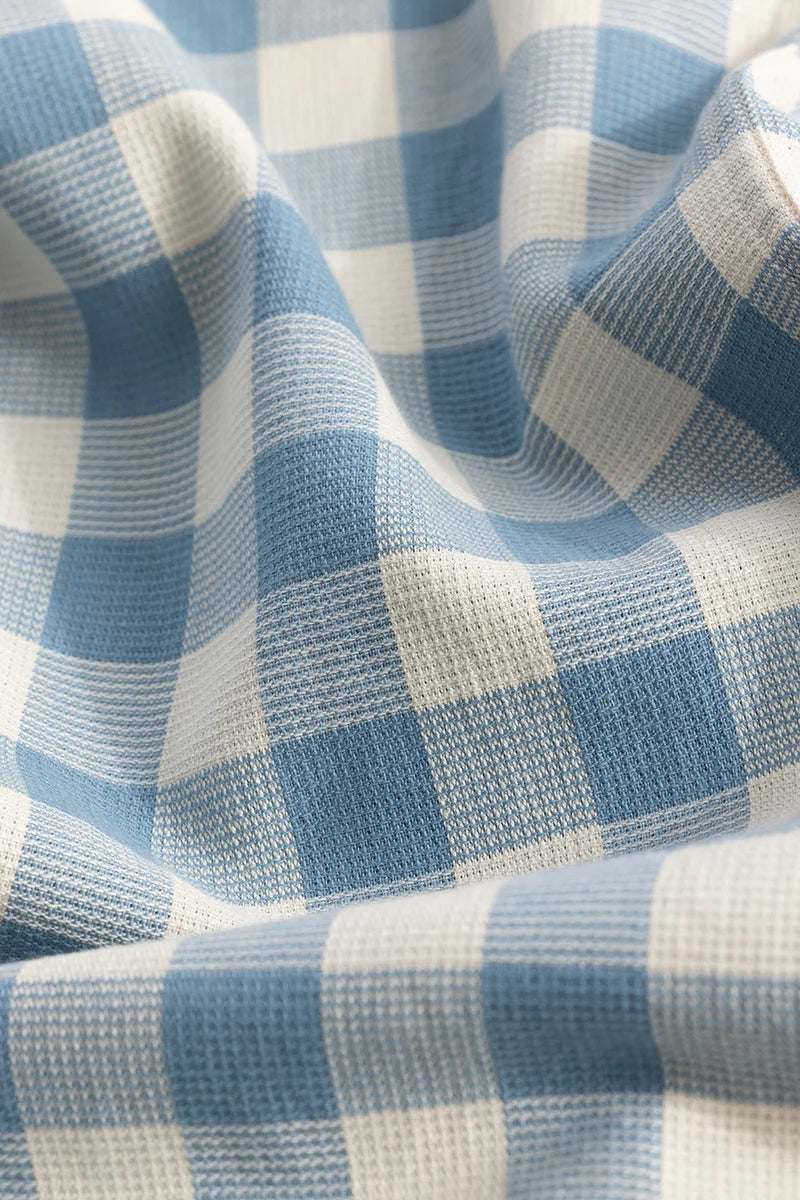 Elysium Blue Linen Checks Shirt