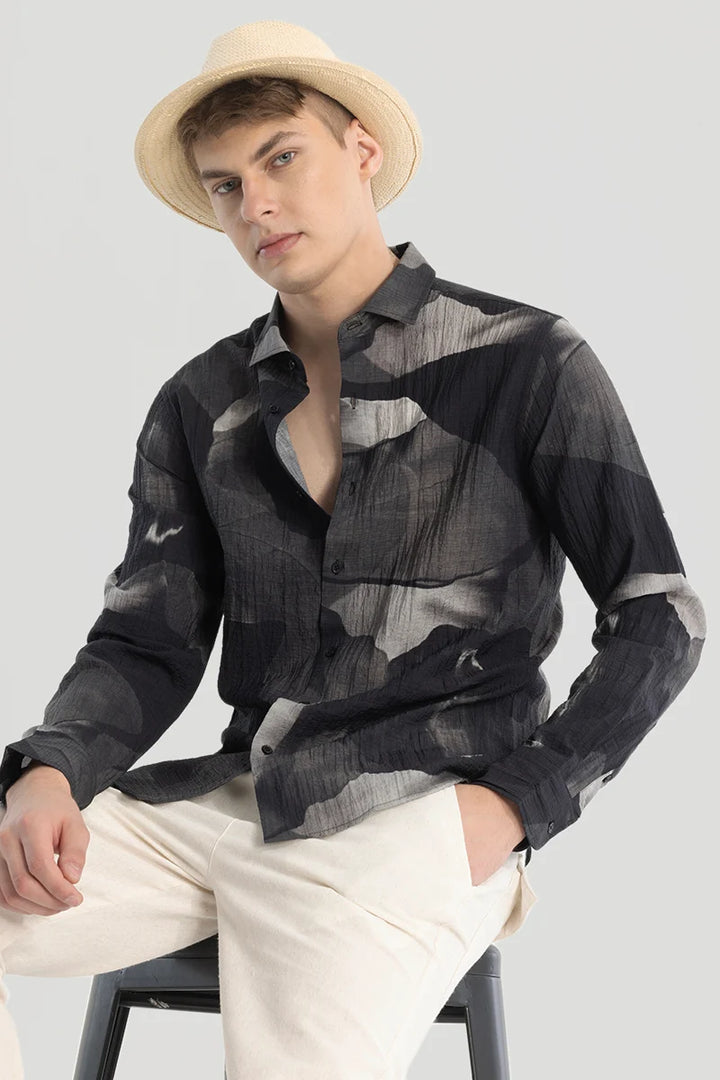 Black Textured Abstract Shirt