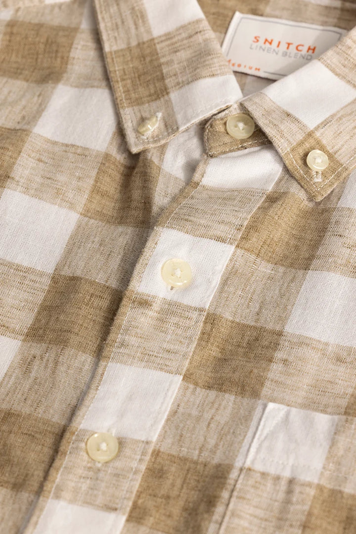 Beige Checks Linen shirt