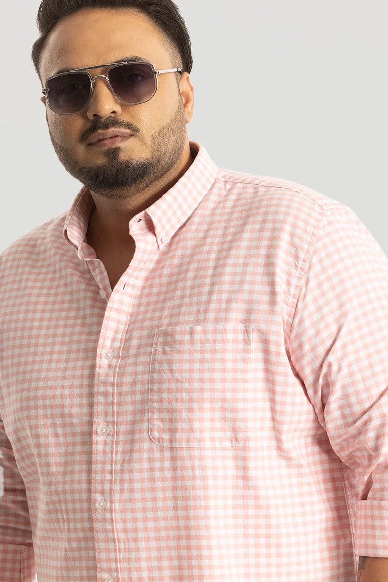 Pink Oxford Checks Plus Size Shirt