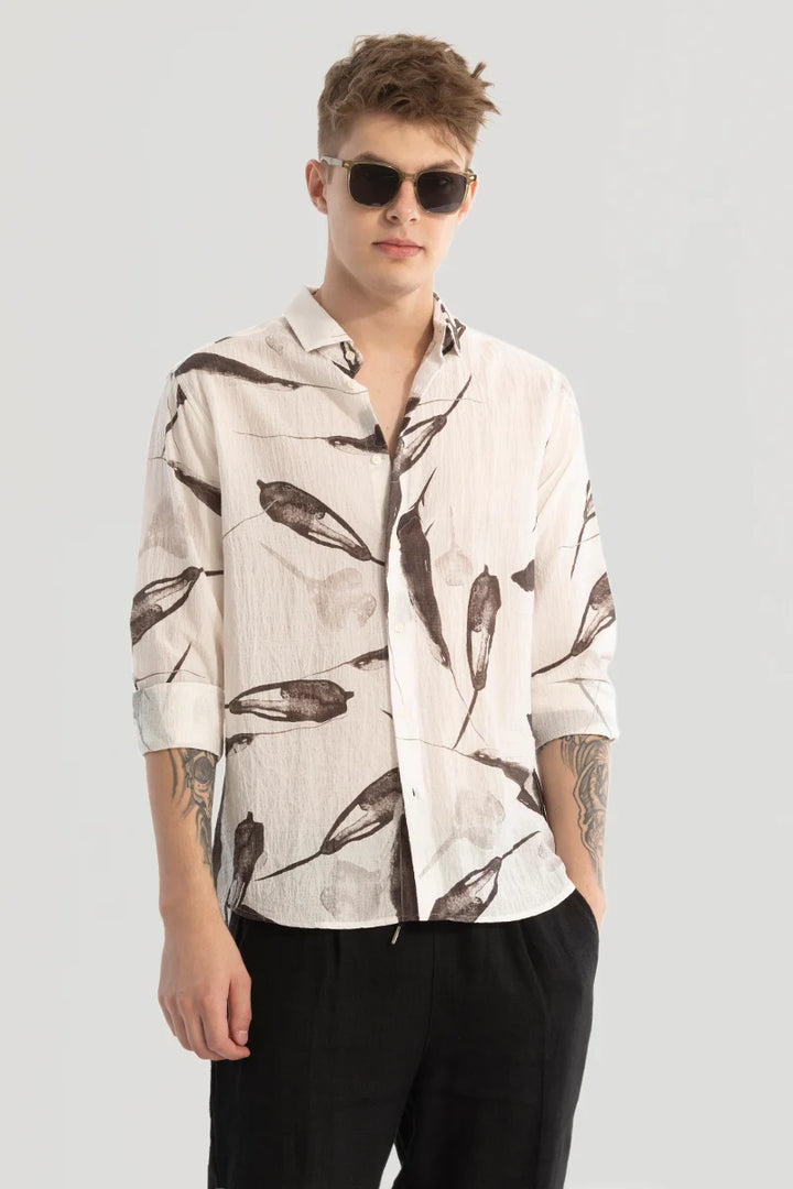 White Textured Abstract Shirt