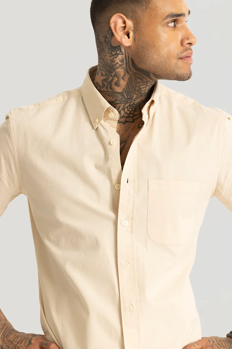 Cream Oxford Solid Shirt