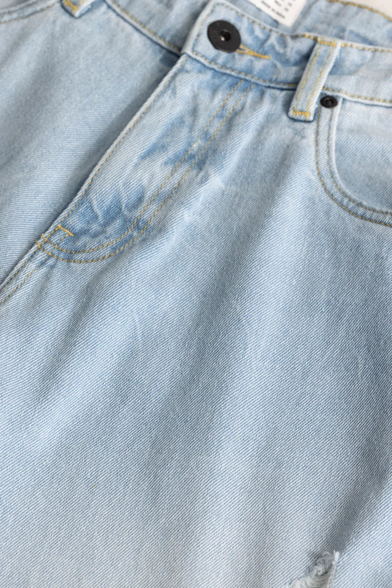 Light Blue Distressed Baggy Fit Jeans