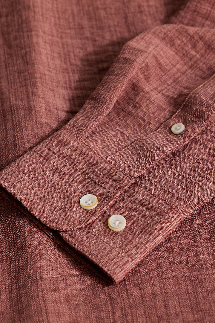 Mauve Textured Slim Fit Shirt