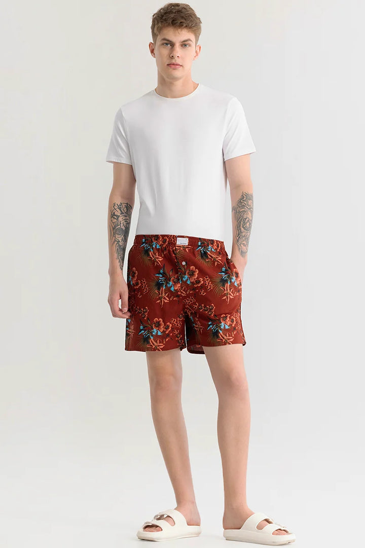 Eivind Floral Rustic Red Boxer