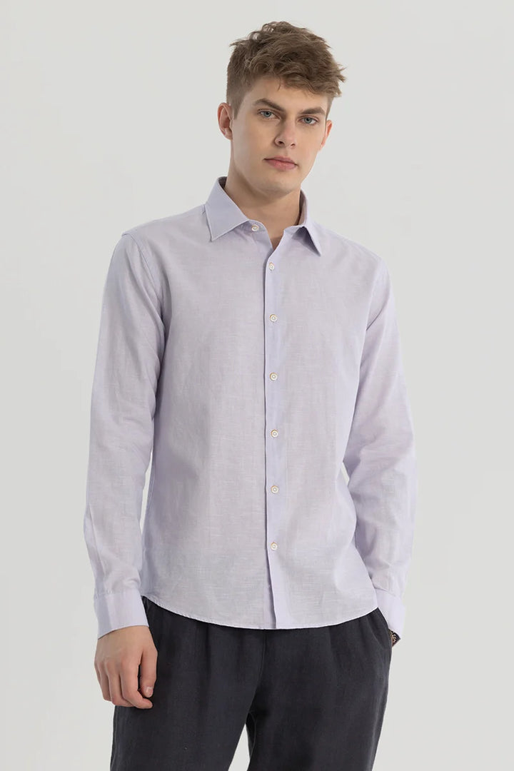 Lavender Plain Linen Blend Shirt