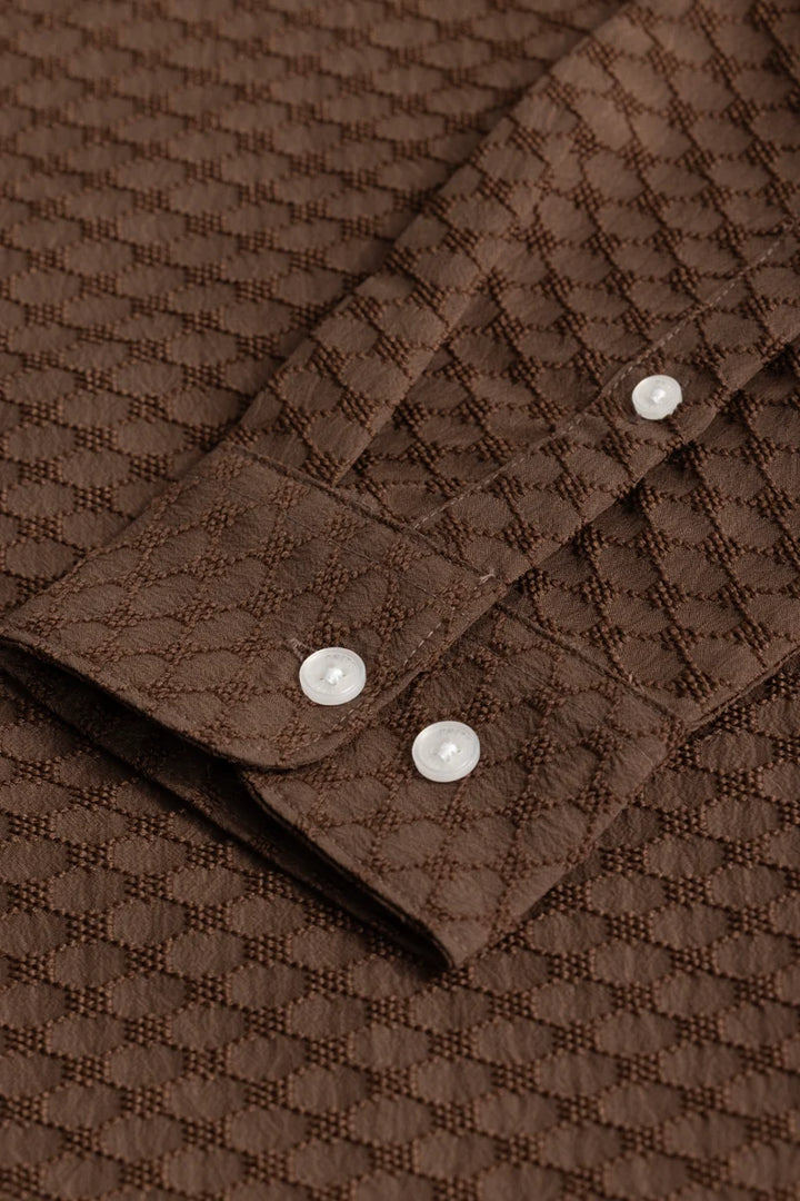 Light Brown Textured Stretch Shirt