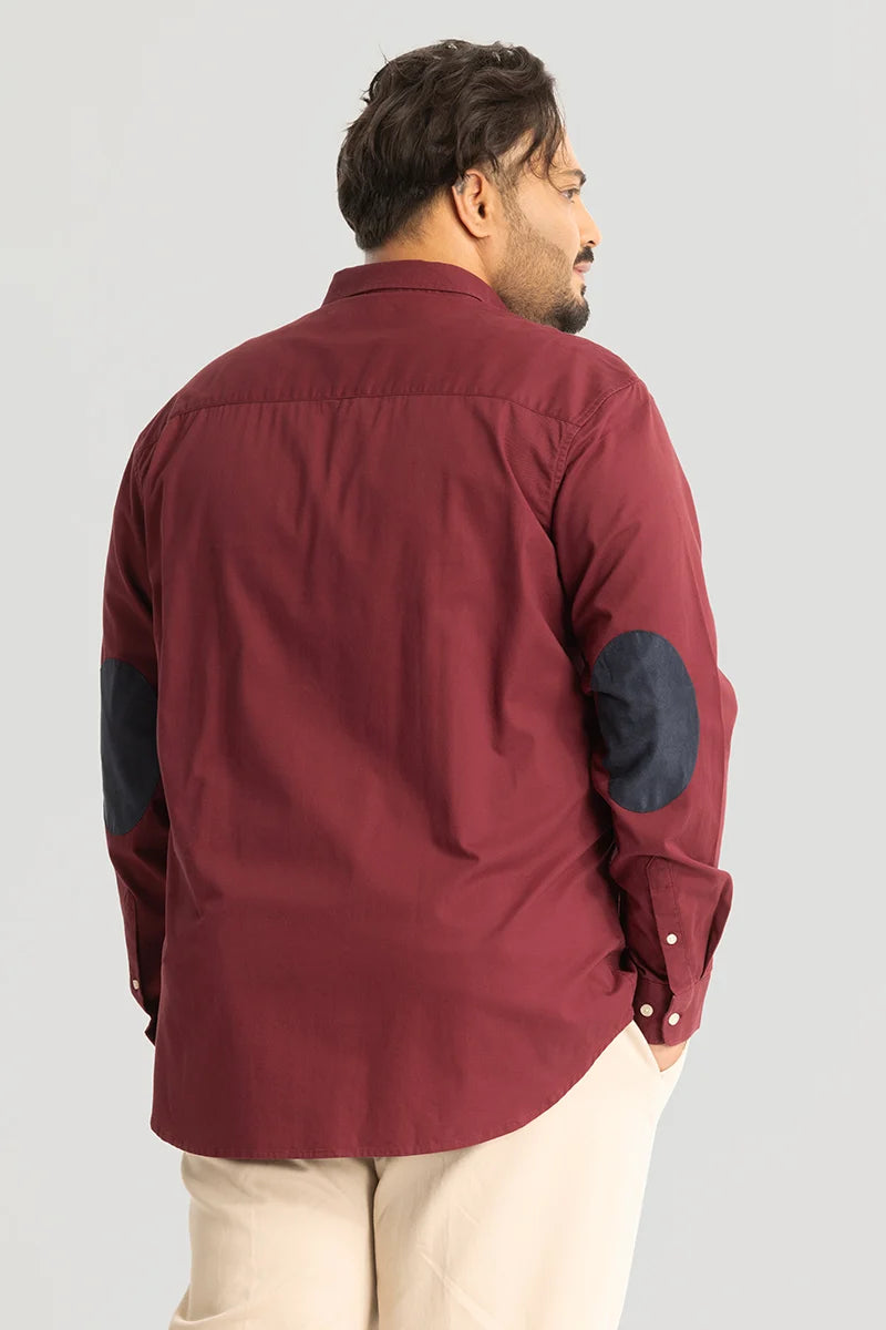 Silvano Patch Maroon Plus Size Shirt