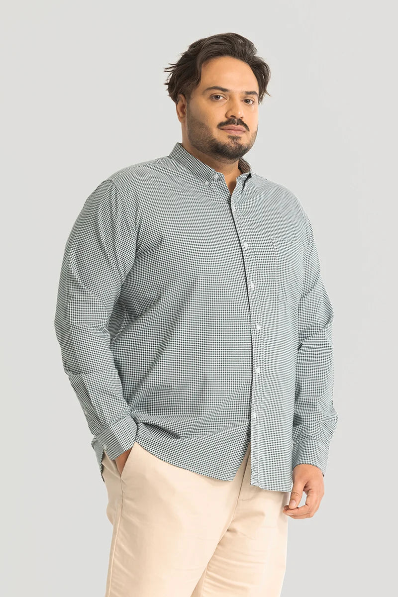 Rugero Dark Green Checks Plus Size Shirt