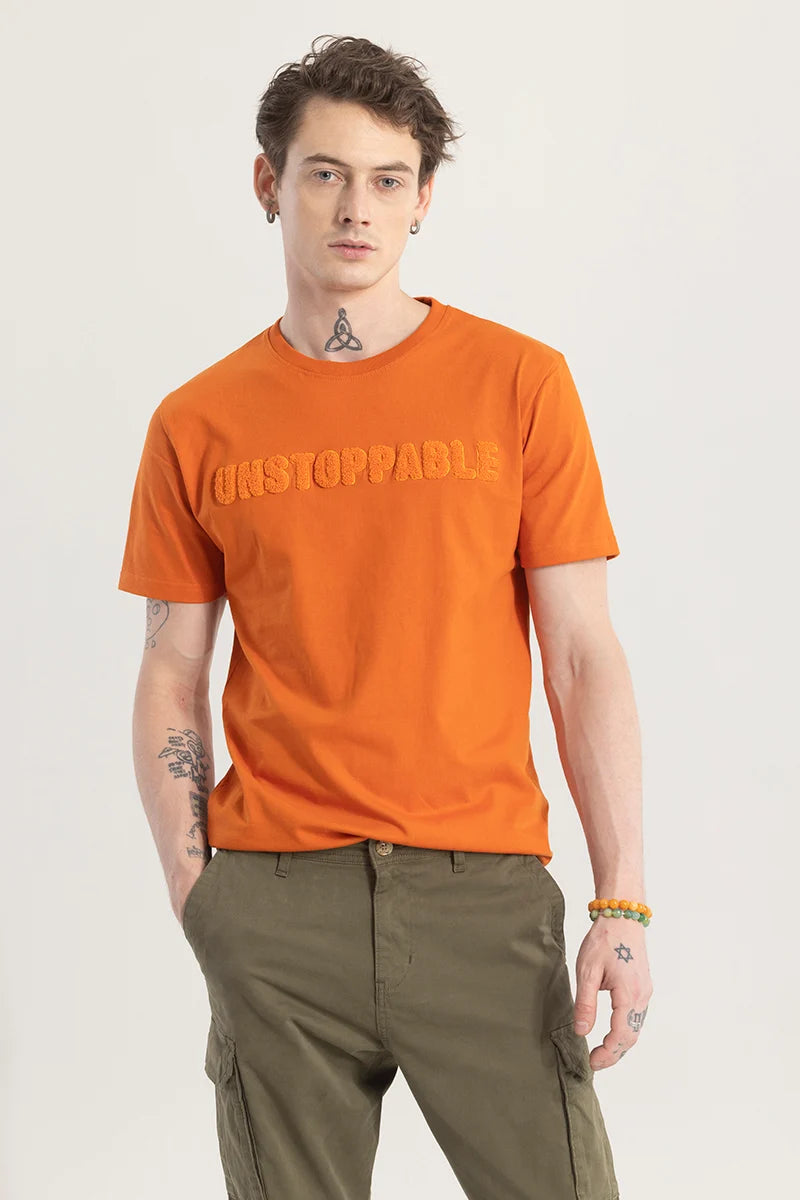 Stylusion Orange Printed T-Shirt