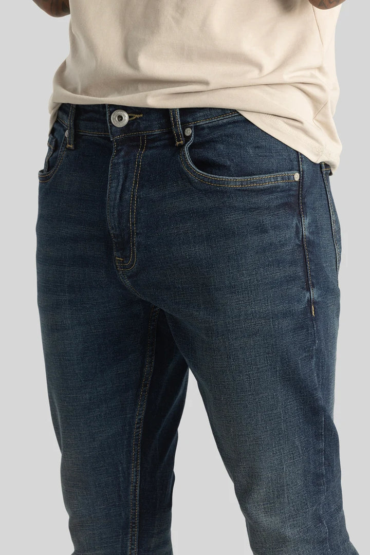 Electric Dark Blue Plain Skinny Fit Jeans