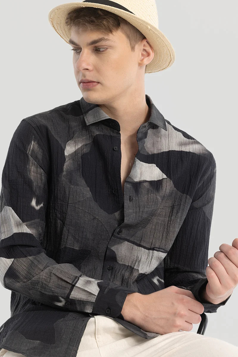 Black Textured Abstract Shirt