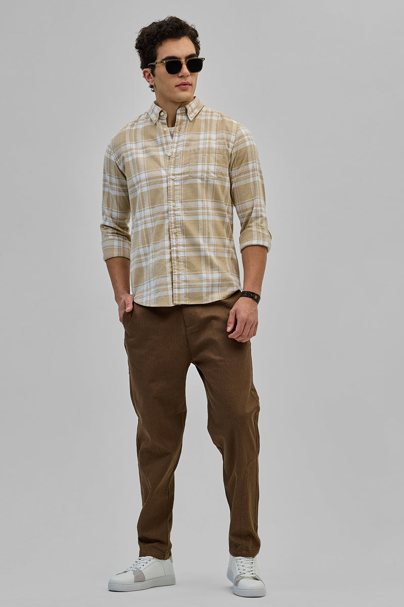 Khaki Oxford Checks Shirt