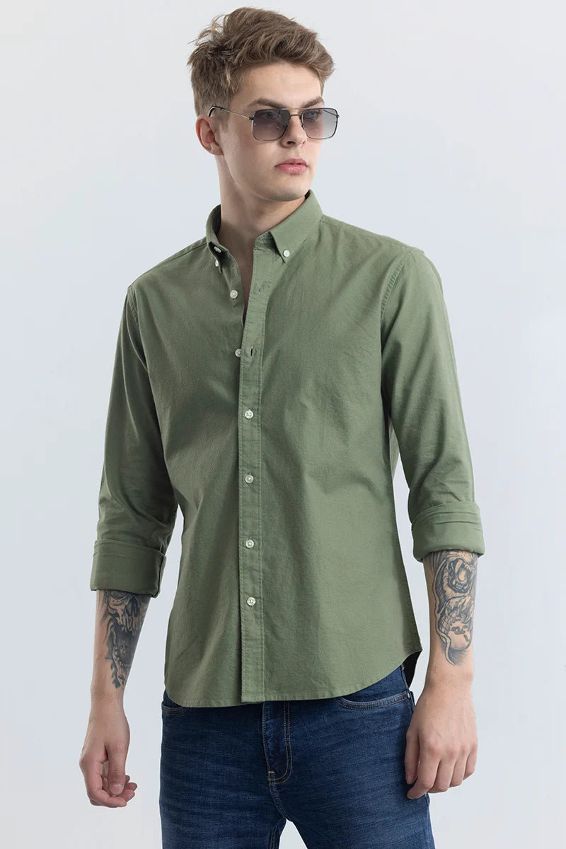 ClassicContour Plain Sage Green Shirt