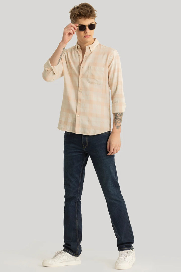 Axis Peach Checks Linen Shirt