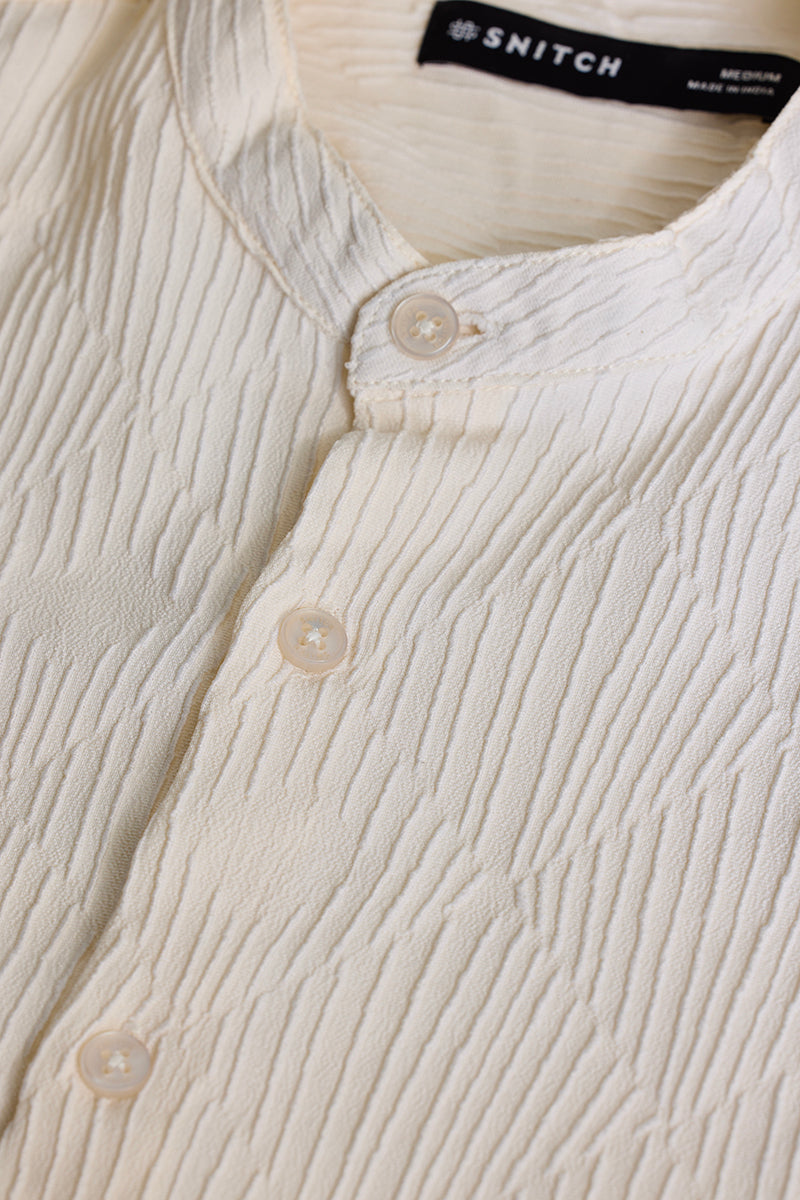 Cream Textured Mandarin Shirt