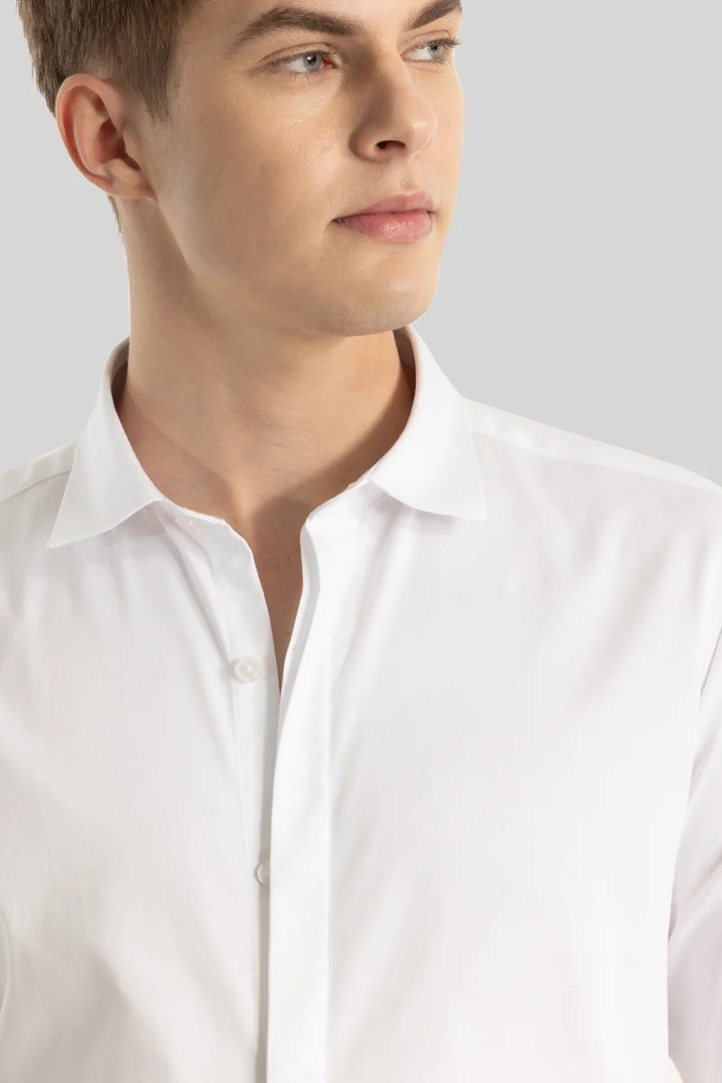 White Concealed Placket Shirt