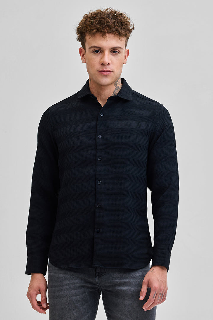 Black Textured Slim Fit Shirt