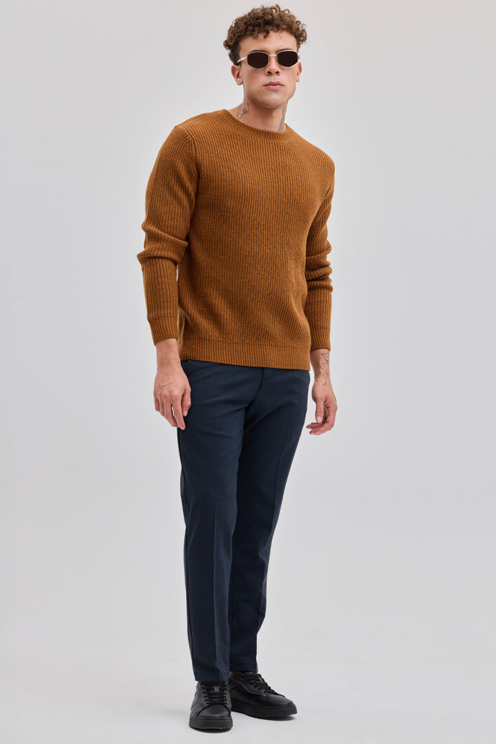 Brown Fisherman Knit Sweater