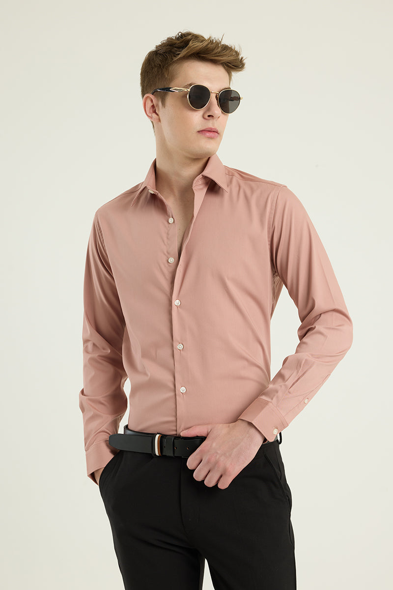 Peach Slim Fit Stretch Shirt