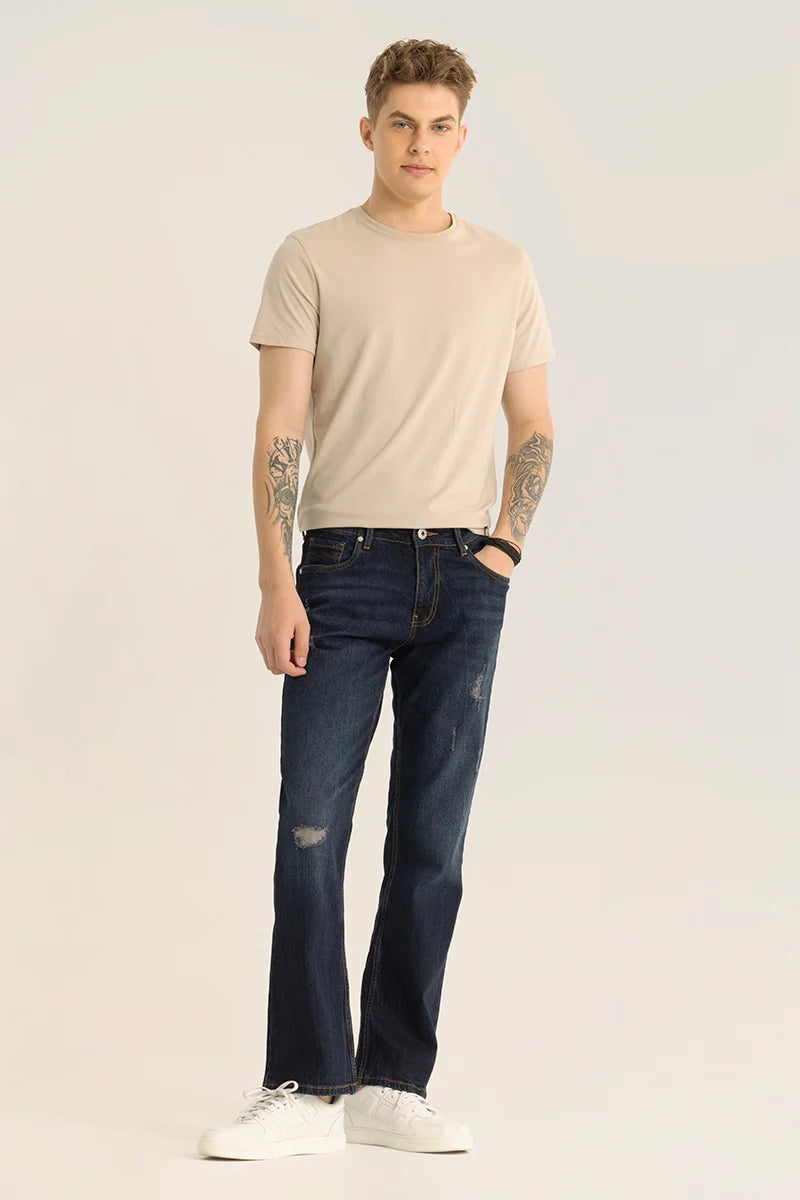 Vanguard Dark Blue Distressed Bootcut Jeans