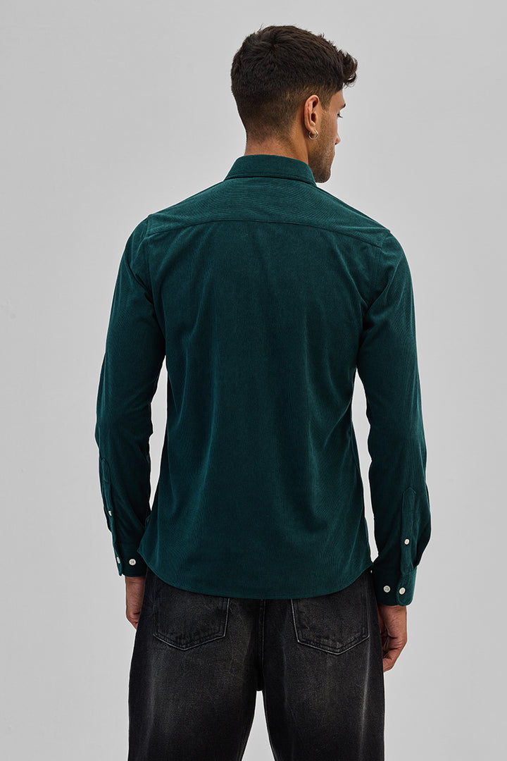 Dark Green Slim Fit Corduroy Shirt