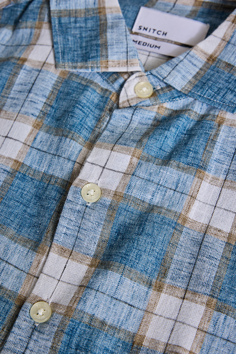 Blue Checks Linen Shirt