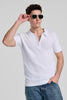 White Zipper Knitted Polo T-Shirt