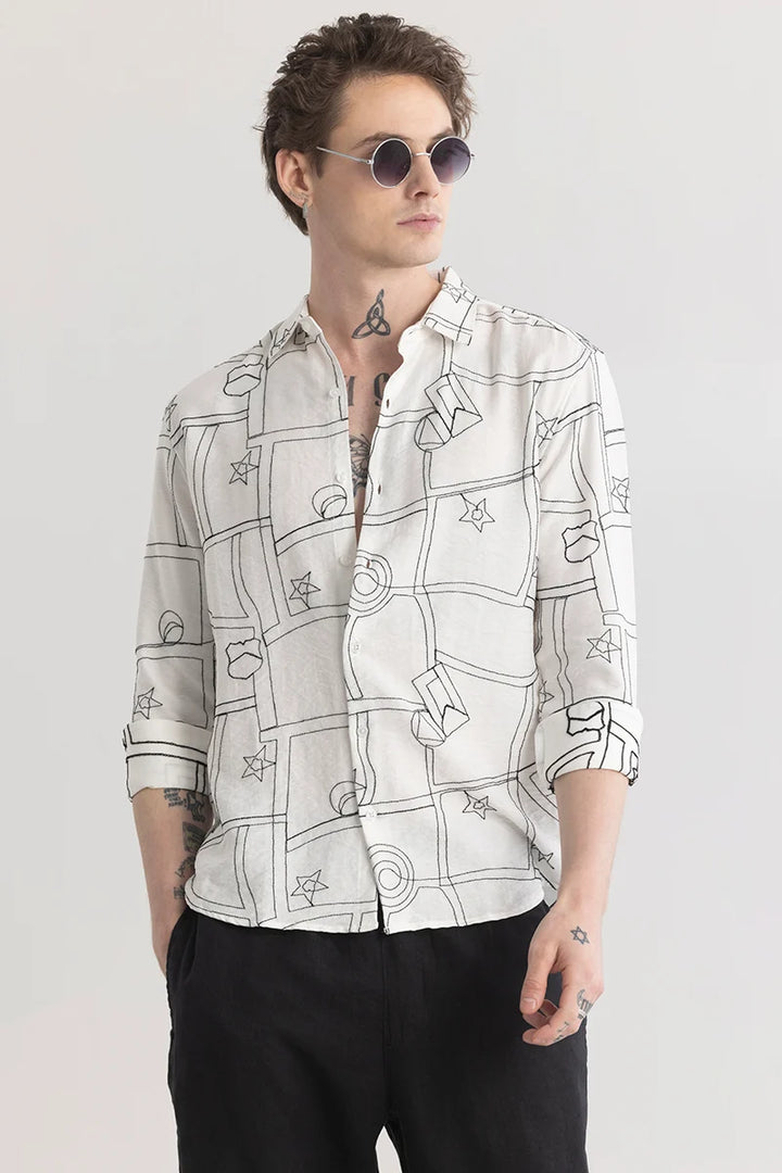 Celestitch White Embroidered Shirt