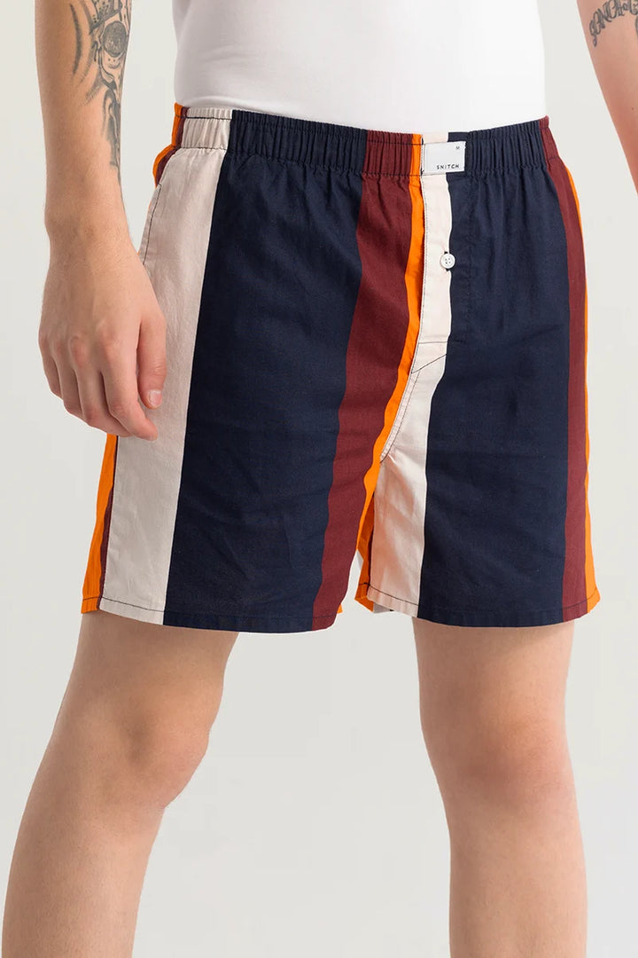 Eivind Striped Navy Boxer