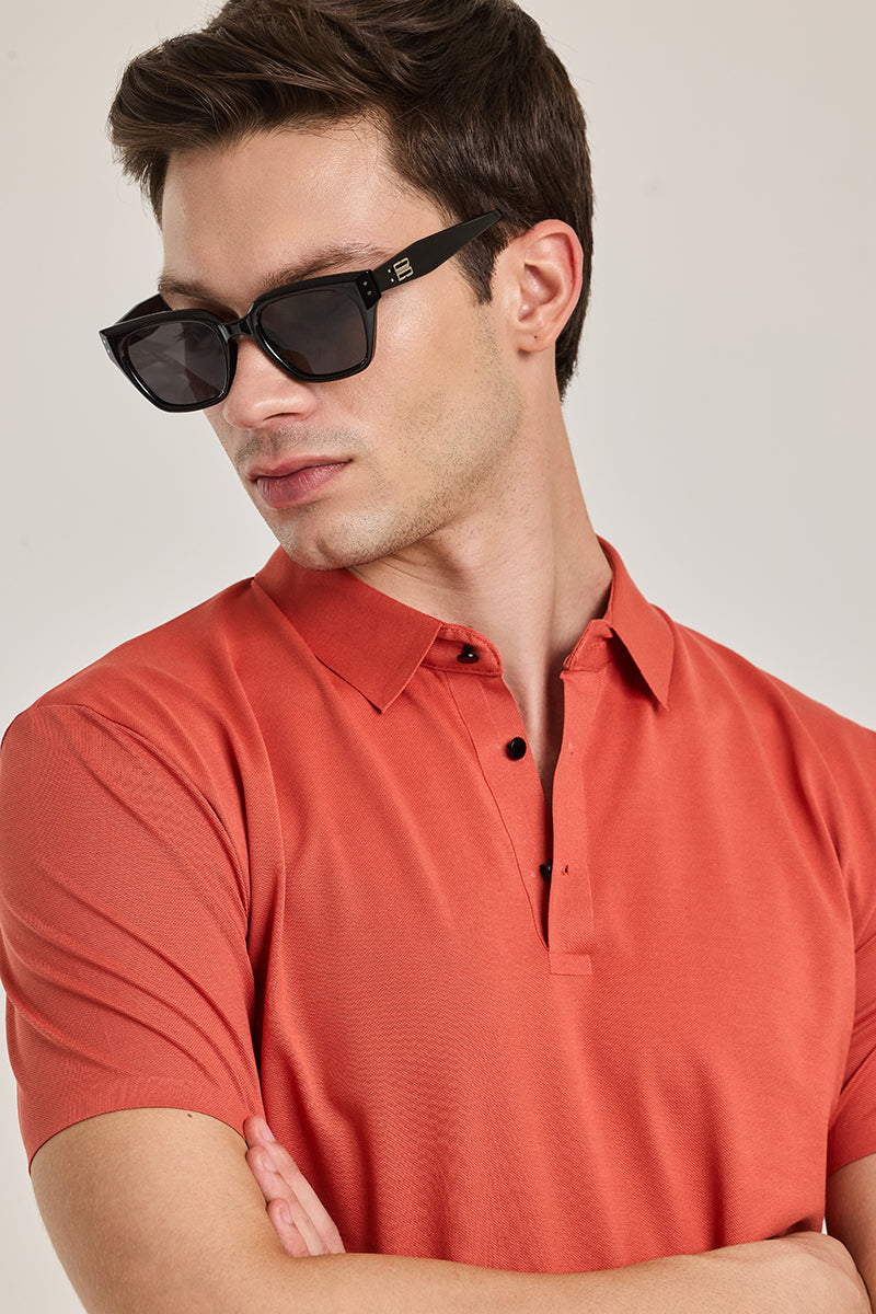 Coral Stitchless Polo T-Shirt