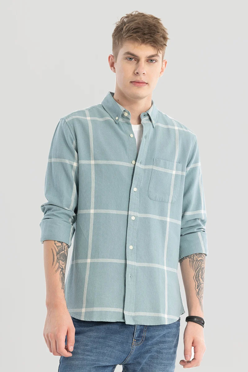 Pastel Green Checks Oxford Shirt