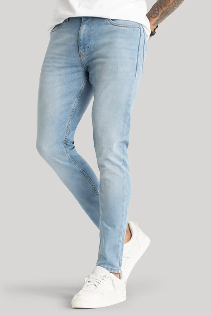 Light Blue Plain Skinny Fit Jeans